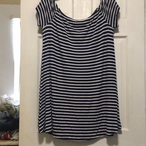 Blue and white striped top
